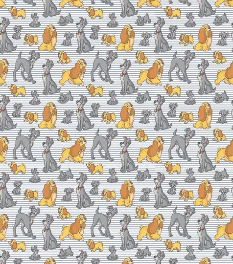 Disney Lady and The Tramp  Love Over Time Packed Cotton Fabric